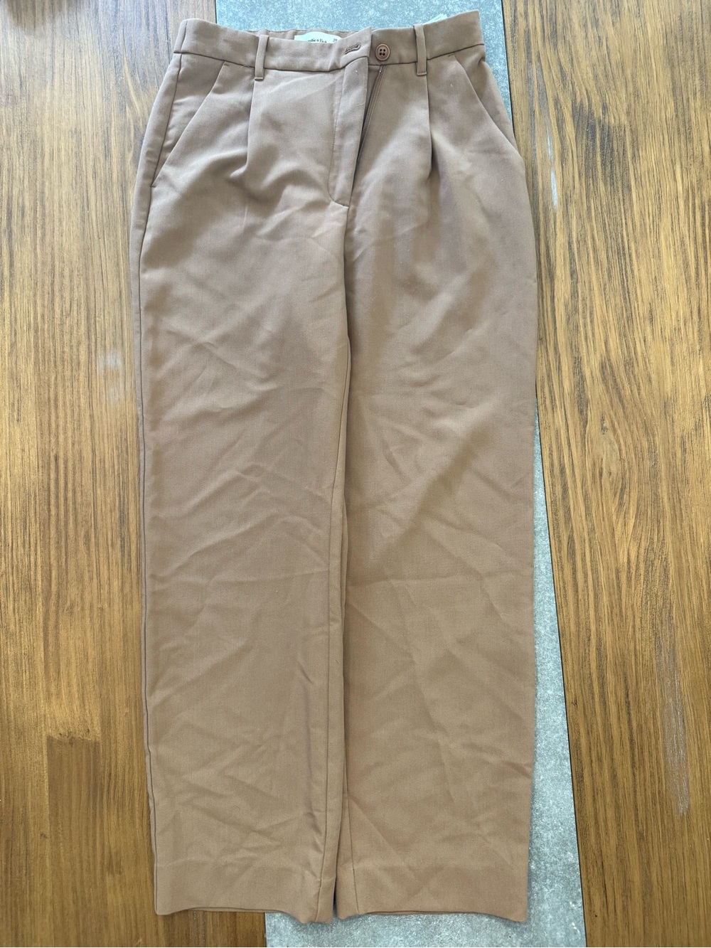 Abercrombie & Fitch Women's Brown High-Rise Pleated Trousers
